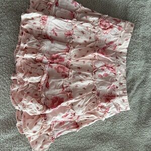 Altar'd State Pink Floral Mini Skirt